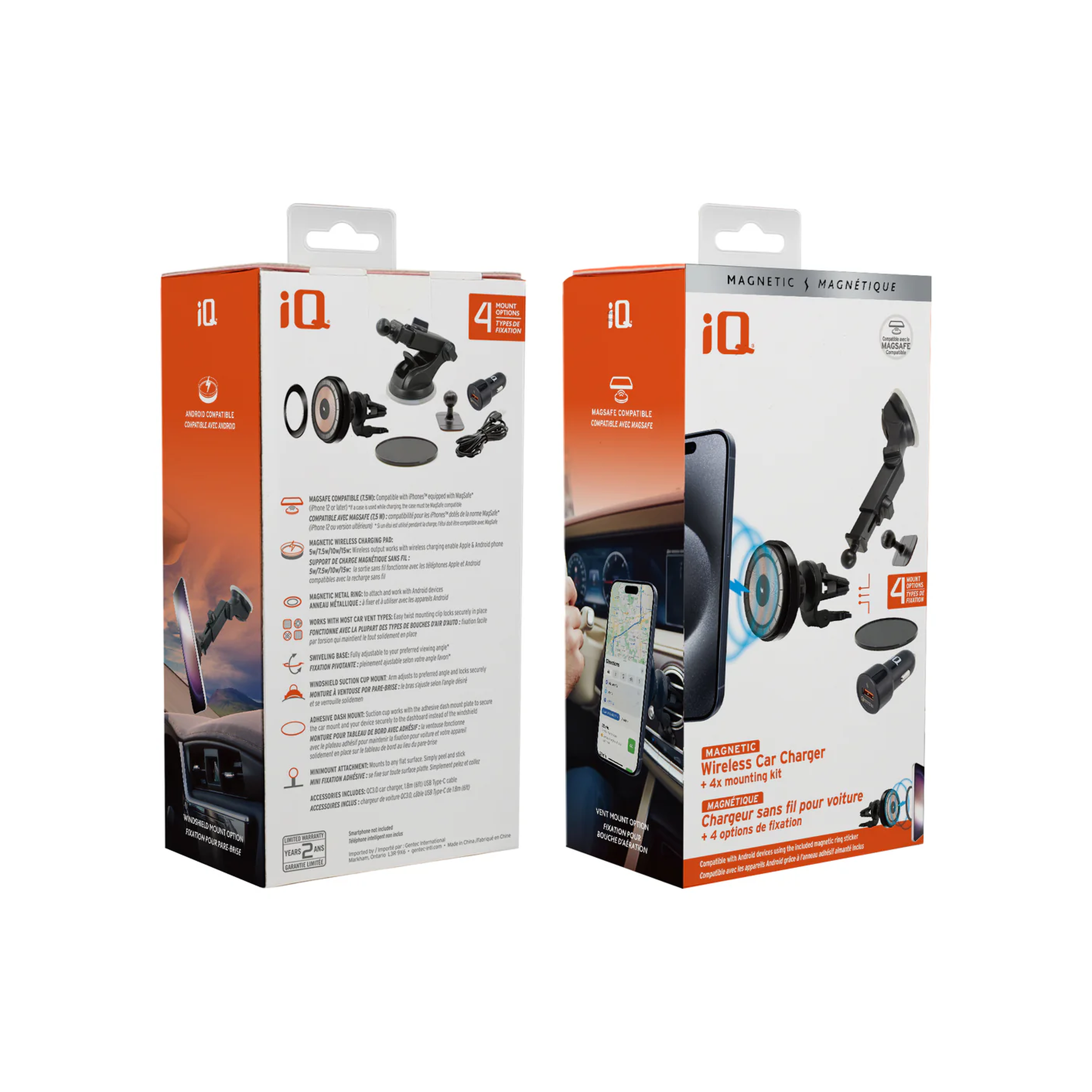 IQ Wireless Car Charger - 4 Mounts