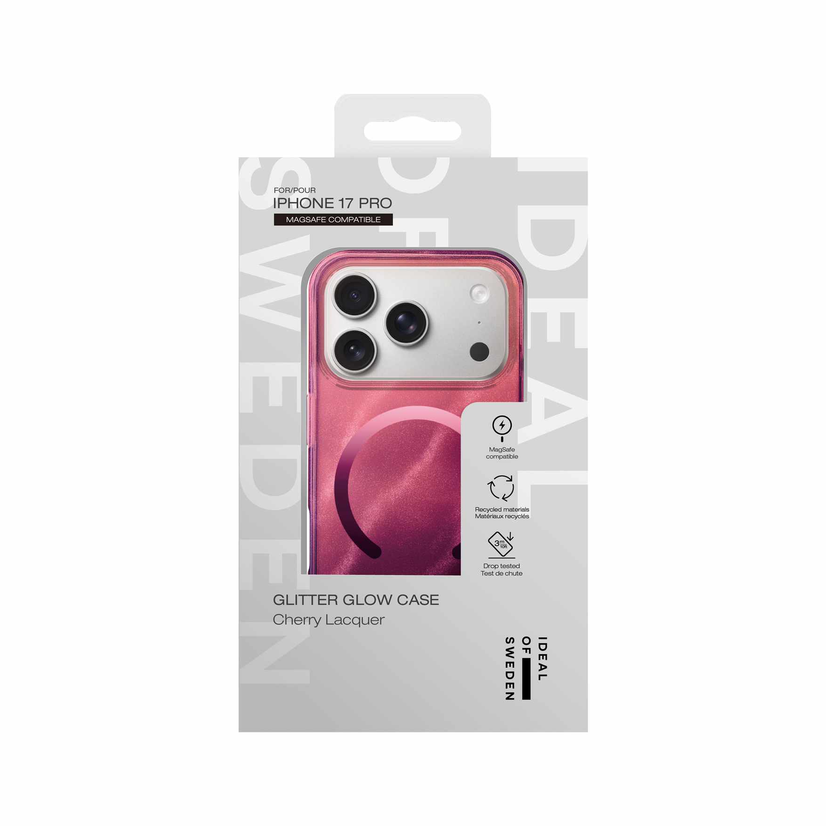iPhone 17 Pro Ideal Of Sweden Glitter Glow Magsafe Case - Cherry Lacquer