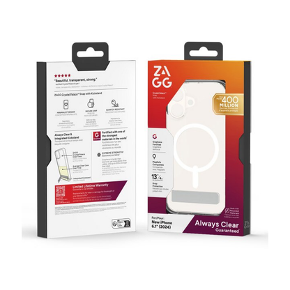 iPhone 16 Zagg Crystal Palace Snap Kickstand Case - Clear