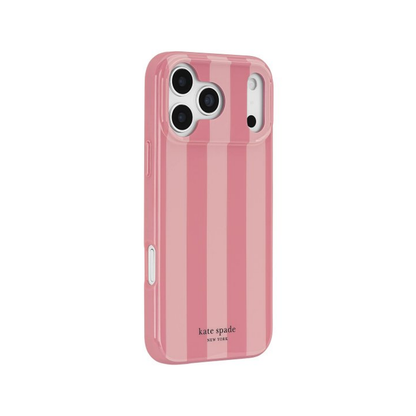 iPhone 18 Pro Kate Spade MagSafe Case - Bold Stripe Rose Coral