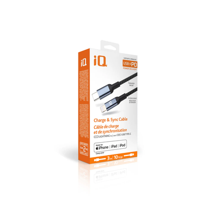 iQ USB Type-C to Lightning Braided Cable - 3 Meter