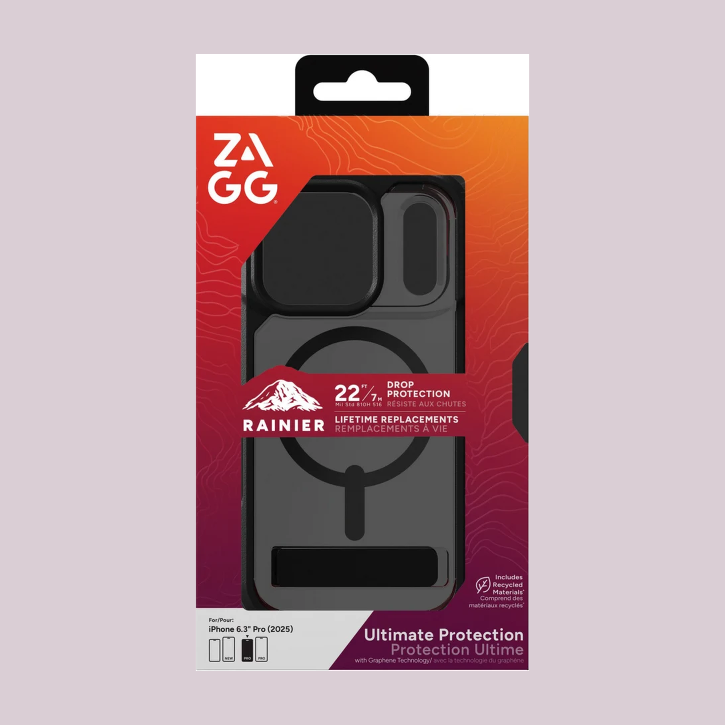 ZAGG - Rainier Snap MagSafe Case with Kickstand for Apple iPhone 17 Pro - Smoke