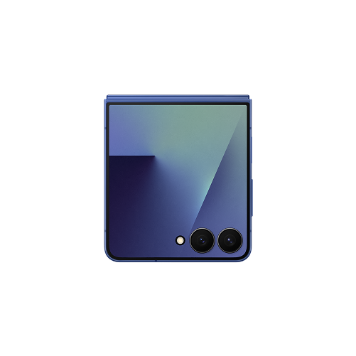 Back view of a folded blue Galaxy Z Flip7
