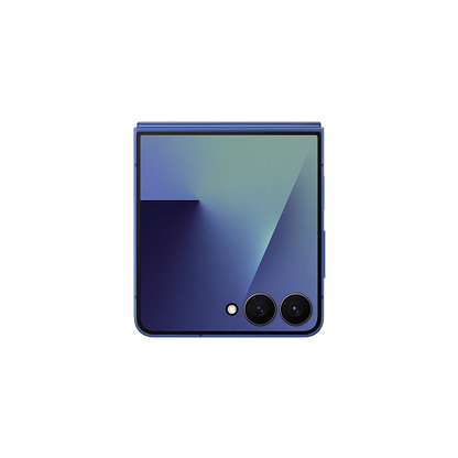 Back view of a folded blue Galaxy Z Flip7